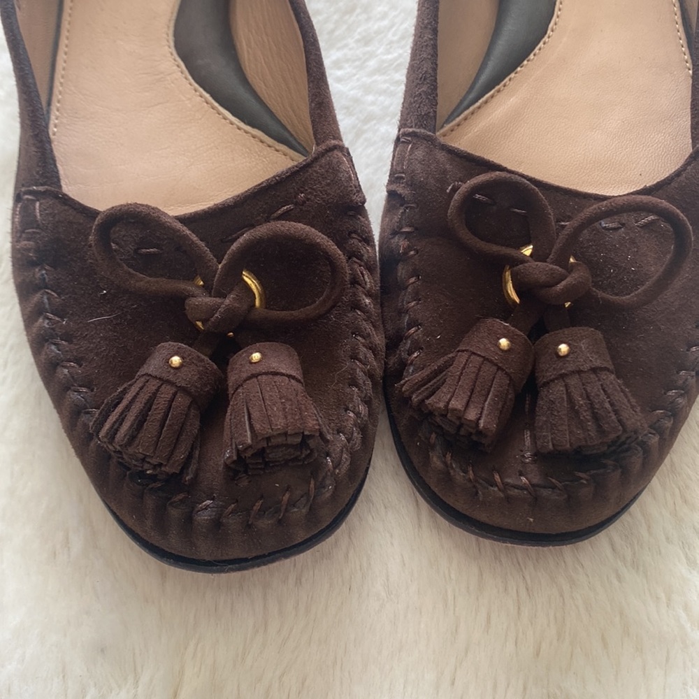 Cole Haan | Brown suede tasseled moccasin style slip on driving shoes | size 8.5 - Picture 3 of 9
